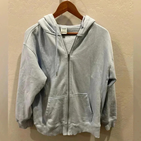 Victoria Secret hoodie fleece lined light blue size small - Picture 1 of 6